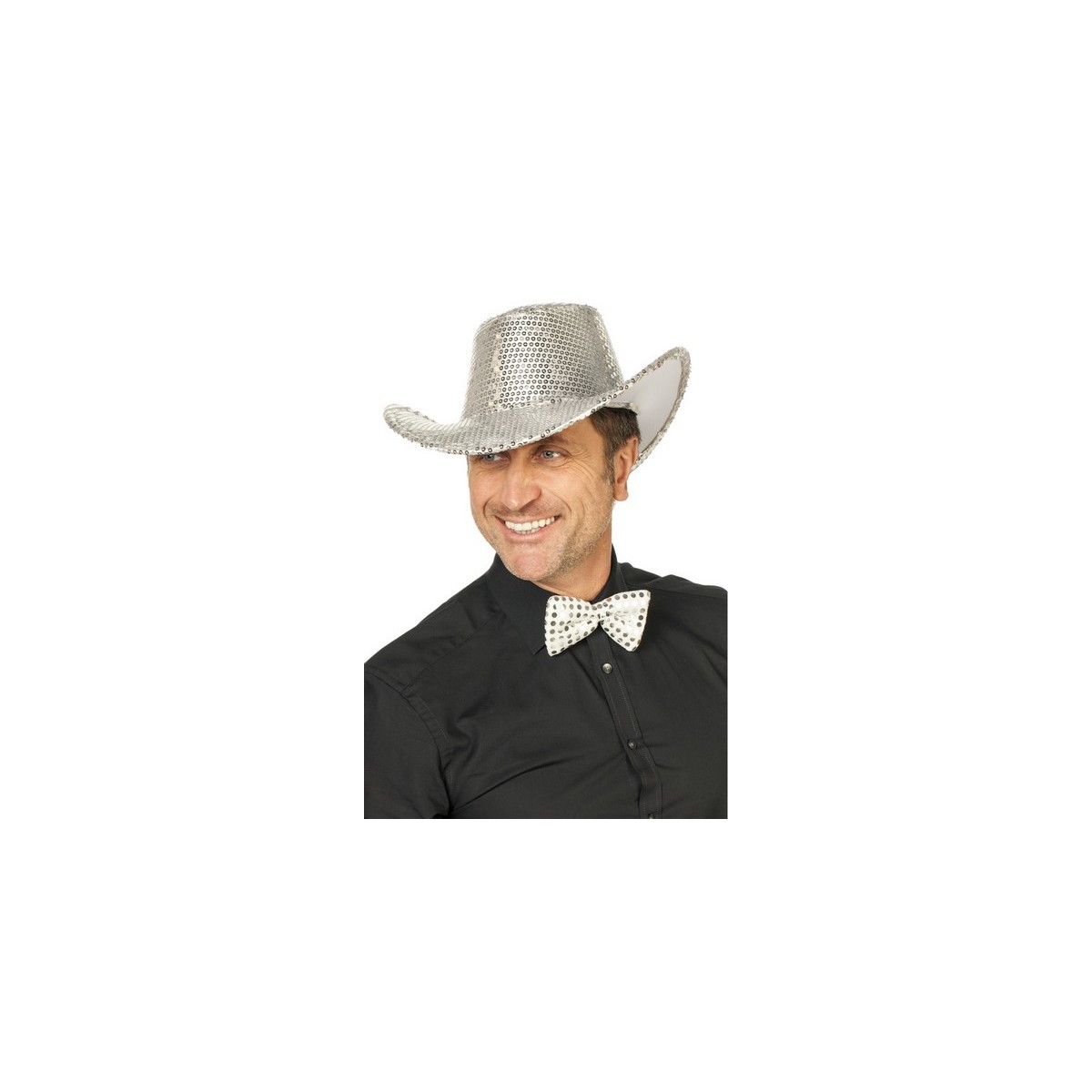 Chapeau Cowboy à paillettes argent