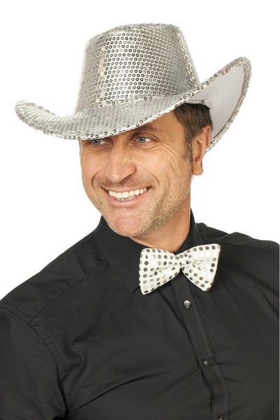Chapeau de cowboy disco argenté scintillant avec paillettes, pour garçons,  filles, fête, club, bar de danse et cadeaux : : Mode