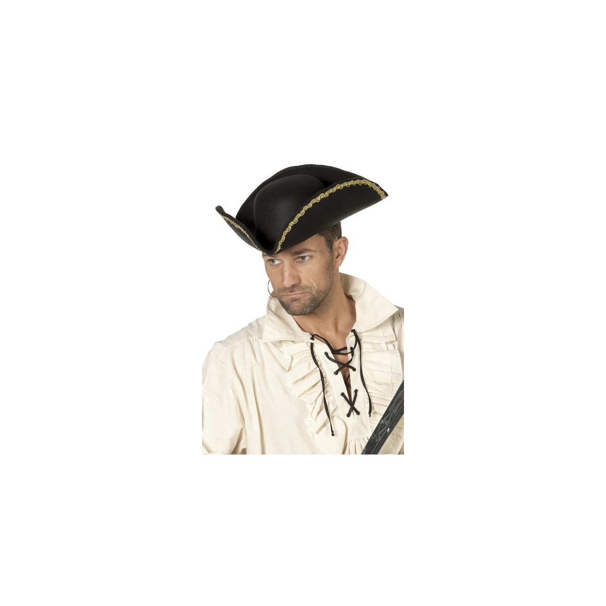 chapeau pirate noir et or homme