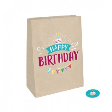 8 Sachets papier craft Happy Birthday