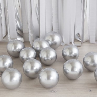40 Mini ballons chromés argent