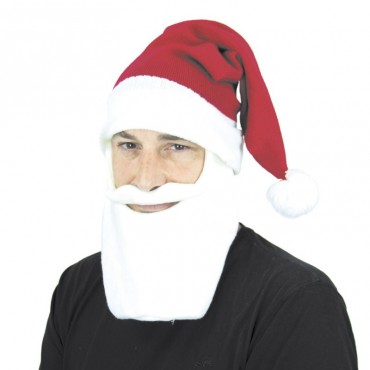 Bonnet de Père Noël avec barbe en tricot
