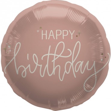 Ballon Happy Birthday crème rose