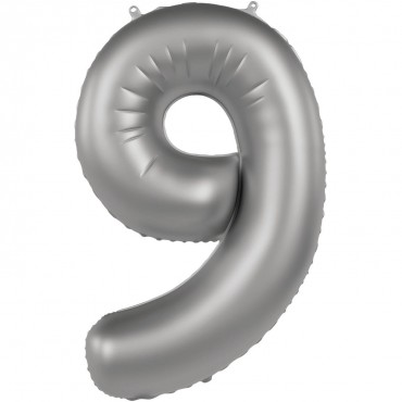 Ballon mylar Chiffre 9 Moonlight Satin Argent 86 cm