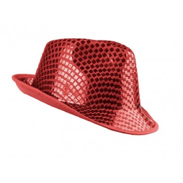 chapeau borsalino sequins rouge