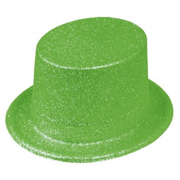 Chapeau Haut de forme pailleté fluo vert