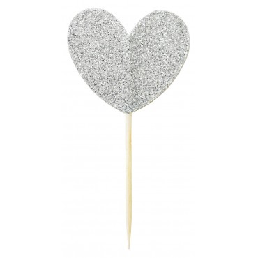 cake toppers coeur argent