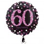 Ballon chiffre 60 alu pois roses