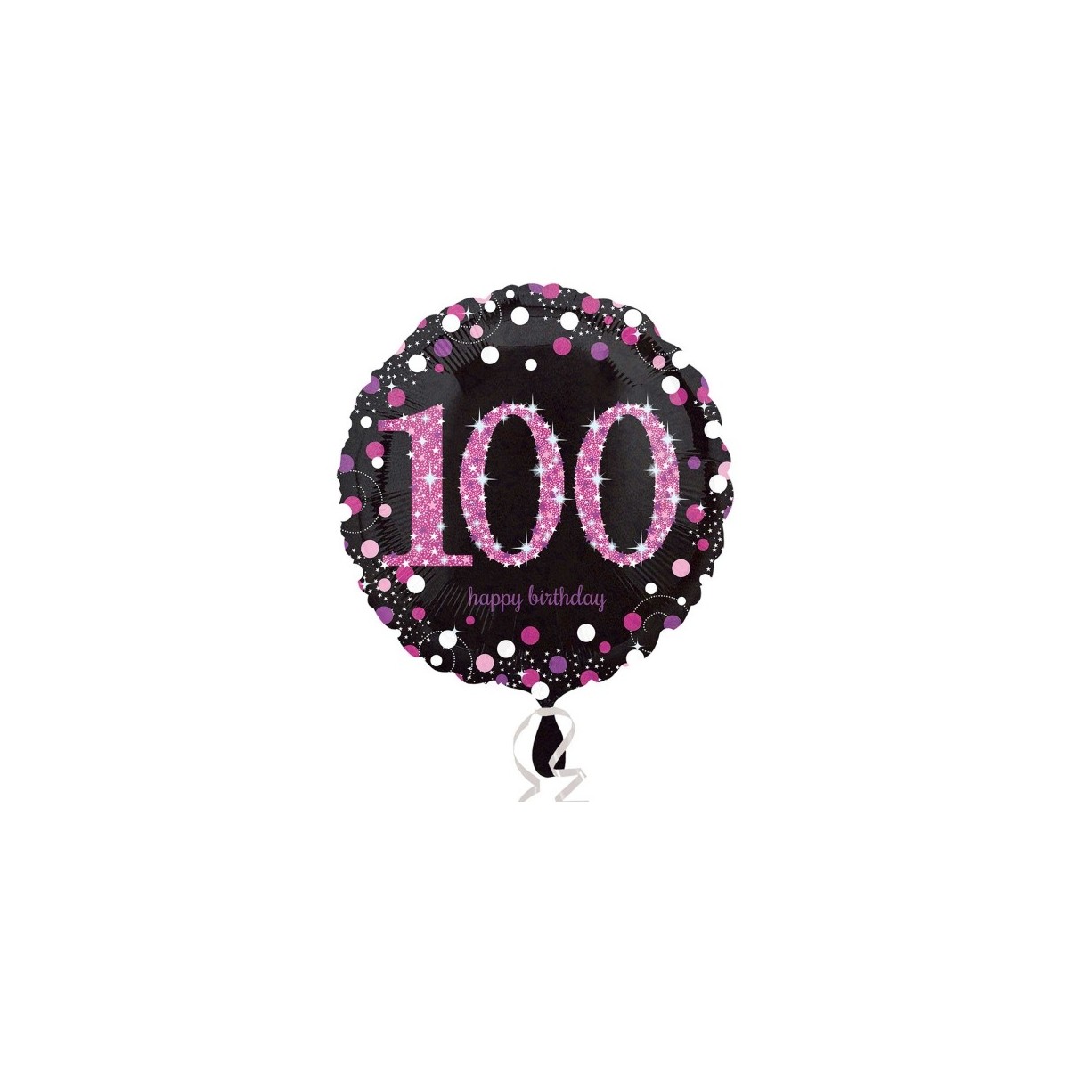 ballon chiffre 100 alu pois roses