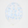 5 Ballons transparents latex confettis bleu ciel