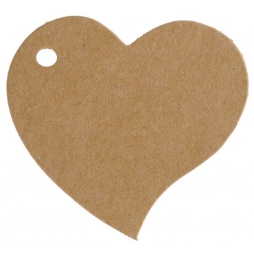10 Etiquettes marque-places carton coeur kraft